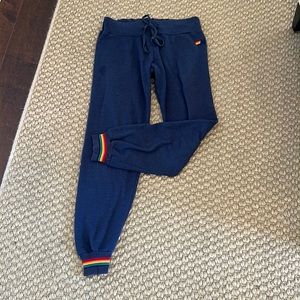 Aviator nation, navy sweatpants with Rainbow detail